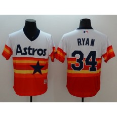 MLB Houston Astros 34 Nolan Ryan Orange Rainbow 2016 Flexbase Majestic Baseball Men Jersey