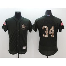 MLB Houston Astros 34 Nolan Ryan Retired Green Salute To Service 2016 Flexbase Majestic Baseball Men Jersey