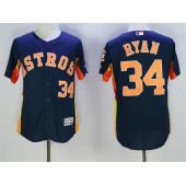 MLB Houston Astros 34 Nolan Ryan Retired Navy Blue 2016 Flexbase Majestic Baseball Men Jersey