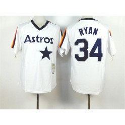 MLB Houston Astros 34 Nolan Ryan White Throwback Cool Base Men Jersey