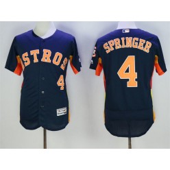 MLB Houston Astros 4 George Springer Retired Navy Blue 2016 Flexbase Majestic Baseball Men Jersey