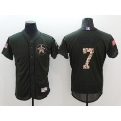 MLB Houston Astros 7 Craig Biggio Retired Green Salute To Service 2016 Flexbase Majestic Baseball Men Jersey