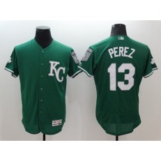 MLB Kansas City Royals 13 Salvador Perez Green 2016 St. Patrick's Day Flexbase Majestic Baseball Men Jersey