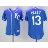MLB Kansas City Royals 13 Salvador Perez Navy Blue KC 2016 Flexbase Majestic Baseball Men Jersey