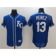 MLB Kansas City Royals 13 Salvador Perez Royal Blue 2017 Spring Training Stitched Majestic Flex Base Men Jersey
