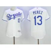 MLB Kansas City Royals 13 Salvador Perez White 2016 Flexbase Majestic Baseball Men Jersey