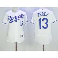 MLB Kansas City Royals 13 Salvador Perez White 2016 Flexbase Majestic Baseball Men Jersey
