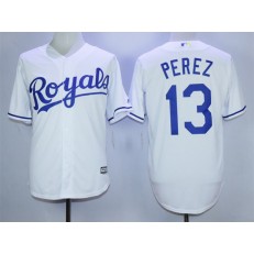 MLB Kansas City Royals 13 Salvador Perez White New Cool Base Men Jersey