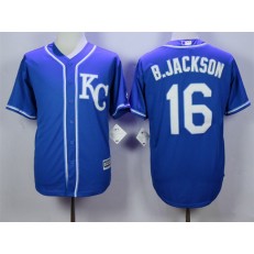 MLB Kansas City Royals 16 Bo Jackson Blue KC New Cool Base Men Jersey