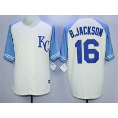MLB Kansas City Royals 16 Bo Jackson Cream New Cool Base Men Jersey