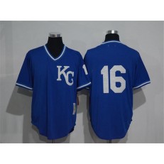 MLB Kansas City Royals 16 Bo Jackson KC Navy Blue Pullover Mitchell & Ness Throwback Men Jersey