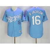 MLB Kansas City Royals 16 Bo Jackson Light Blue 2016 Cool Base Majestic Baseball Men Jersey