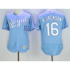 MLB Kansas City Royals 16 Bo Jackson Light Blue 2016 Flexbase Majestic Baseball Men Jersey