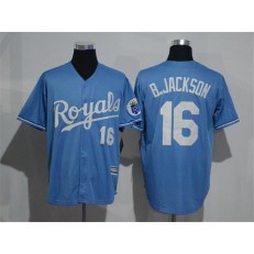 MLB Kansas City Royals 16 Bo Jackson Light Blue Cool Base Men Jersey