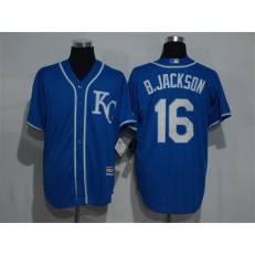 MLB Kansas City Royals 16 Bo Jackson Navy Blue KC Stitched Majestic Cool Base Men Jersey