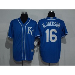 MLB Kansas City Royals 16 Bo Jackson Navy Blue KC Stitched Majestic Cool Base Men Jersey