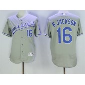 MLB Kansas City Royals 16 Bo Jackson Retired Gray Road 2016 Majestic Baseball JerseyProgram FlexBase Men Jersey