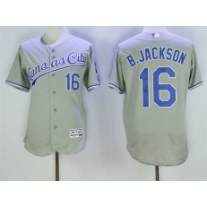 MLB Kansas City Royals 16 Bo Jackson Retired Gray Road 2016 Majestic Baseball JerseyProgram FlexBase Men Jersey