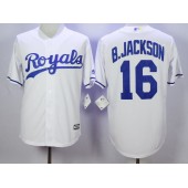 MLB Kansas City Royals 16 Bo Jackson White New Cool Base Men Jersey