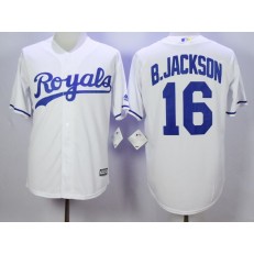 MLB Kansas City Royals 16 Bo Jackson White New Cool Base Men Jersey