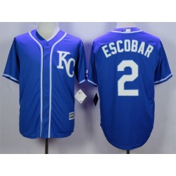 MLB Kansas City Royals 2 Alcides Escobar Blue KC New Cool Base Men Jersey