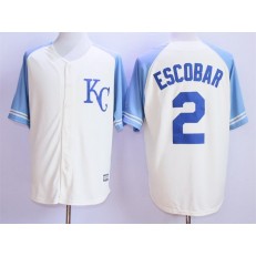 MLB Kansas City Royals 2 Alcides Escobar Cream New Cool Base Men Jersey