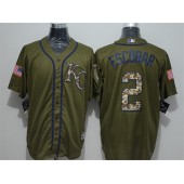 MLB Kansas City Royals 2 Alcides Escobar Green Salute To Service Majestic Baseball Men Jersey