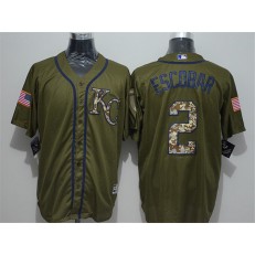 MLB Kansas City Royals 2 Alcides Escobar Green Salute To Service Majestic Baseball Men Jersey
