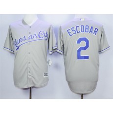 MLB Kansas City Royals 2 Alcides Escobar Grey New Cool Base Men Jersey