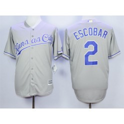 MLB Kansas City Royals 2 Alcides Escobar Grey New Cool Base Men Jersey