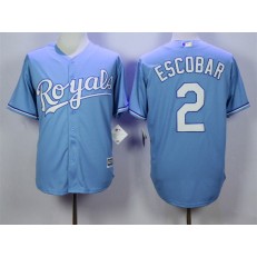MLB Kansas City Royals 2 Alcides Escobar Light Blue New Cool Base Men Jersey