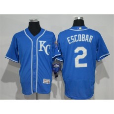 MLB Kansas City Royals 2 Alcides Escobar Navy Blue KC 2016 Flexbase Majestic Baseball Men Jersey