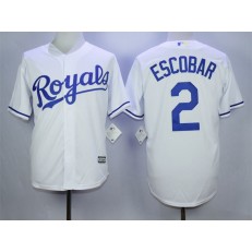 MLB Kansas City Royals 2 Alcides Escobar White New Cool Base Men Jersey