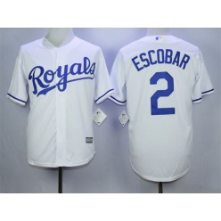 MLB Kansas City Royals 2 Alcides Escobar White New Cool Base Men Jersey