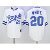 MLB Kansas City Royals 20 Frank White Retired White Majestic Cooperstown Collection Throwback Men Jersey