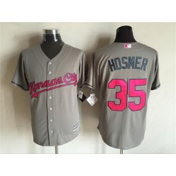 MLB Kansas City Royals 35 Eric Hosmer Gray With Pink 2016 Mother's Day Baseball Cool Base Men Jersey