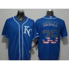 MLB Kansas City Royals 35 Eric Hosmer KC Navy Blue USA Flag Fashion Baseball Men Jersey