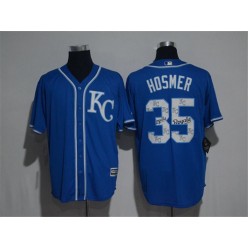 MLB Kansas City Royals 35 Eric Hosmer Retired Royal Blue Team Logo Ornamented Stitched Majestic Cool Base Men Jersey