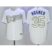 MLB Kansas City Royals 35 Eric Hosmer White 2016 World Series Champions Gold Program Cool Base Stitched Men Jersey