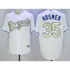 MLB Kansas City Royals 35 Eric Hosmer White 2016 World Series Champions Gold Program Cool Base Stitched Men Jersey