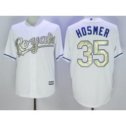 MLB Kansas City Royals 35 Eric Hosmer White 2016 World Series Champions Gold Program Cool Base Stitched Men Jersey