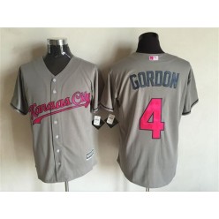 MLB Kansas City Royals 4 Alex Gordon Gray With Pink 2016 Mother's Day Baseball Cool Base Men Jersey