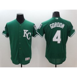 MLB Kansas City Royals 4 Alex Gordon Green 2016 St. Patrick's Day Flexbase Majestic Baseball Men Jersey