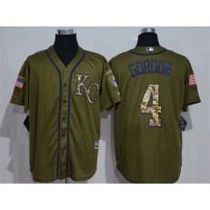 MLB Kansas City Royals 4 Alex Gordon Green Salute To Service Majestic Baseball Men Jersey