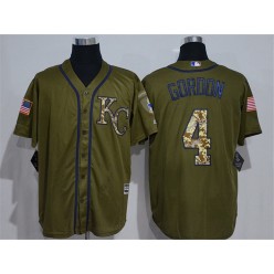MLB Kansas City Royals 4 Alex Gordon Green Salute To Service Majestic Baseball Men Jersey
