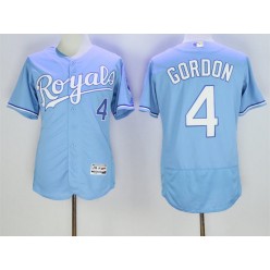 MLB Kansas City Royals 4 Alex Gordon Light Blue 2016 Flexbase Majestic Baseball Men Jersey