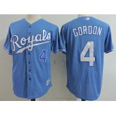 MLB Kansas City Royals 4 Alex Gordon Light Blue Cool Base Majestic Baseball Men Jersey