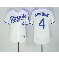 MLB Kansas City Royals 4 Alex Gordon White 2016 Flexbase Majestic Baseball Men Jersey