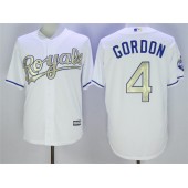 MLB Kansas City Royals 4 Alex Gordon White 2016 World Series Champions Gold Program Cool Base Stitched Men Jersey