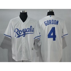 MLB Kansas City Royals 4 Alex Gordon White New Cool Base Men Jersey